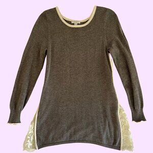 Women's Grey Side Lace Zip Detail Sweater/Sweater Dress